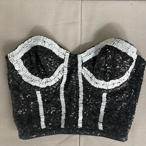 Asos Sequined and Beaded Bustier Crop Top XS